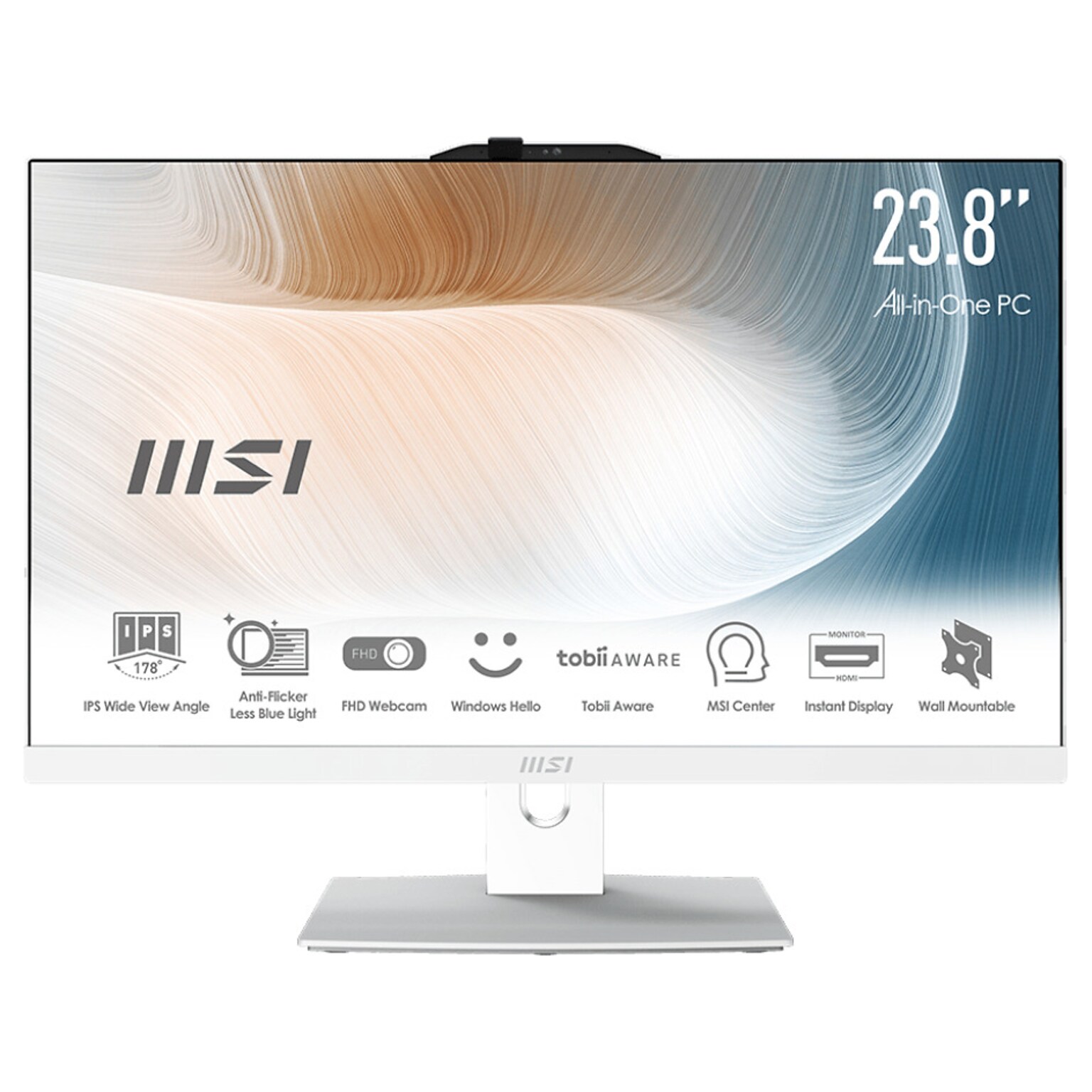 MSI Modern AM242TP 12M-056US All-in-One Desktop Computer, Intel Core i5-1240P, 8GB Memory, 256GB SSD (MAM242TP12M056)