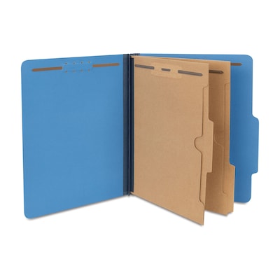 Quill Brand® 2/5-Cut Pressboard Classification Folders with Pockets, 2 Partitions, 6-Fasteners, Lett