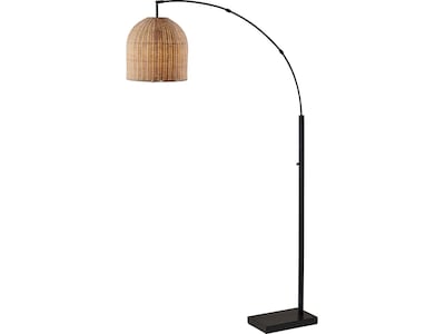 Adesso Bahama 80 Dark Bronze Floor Lamp with Dome Rattan Shade (4333-26)