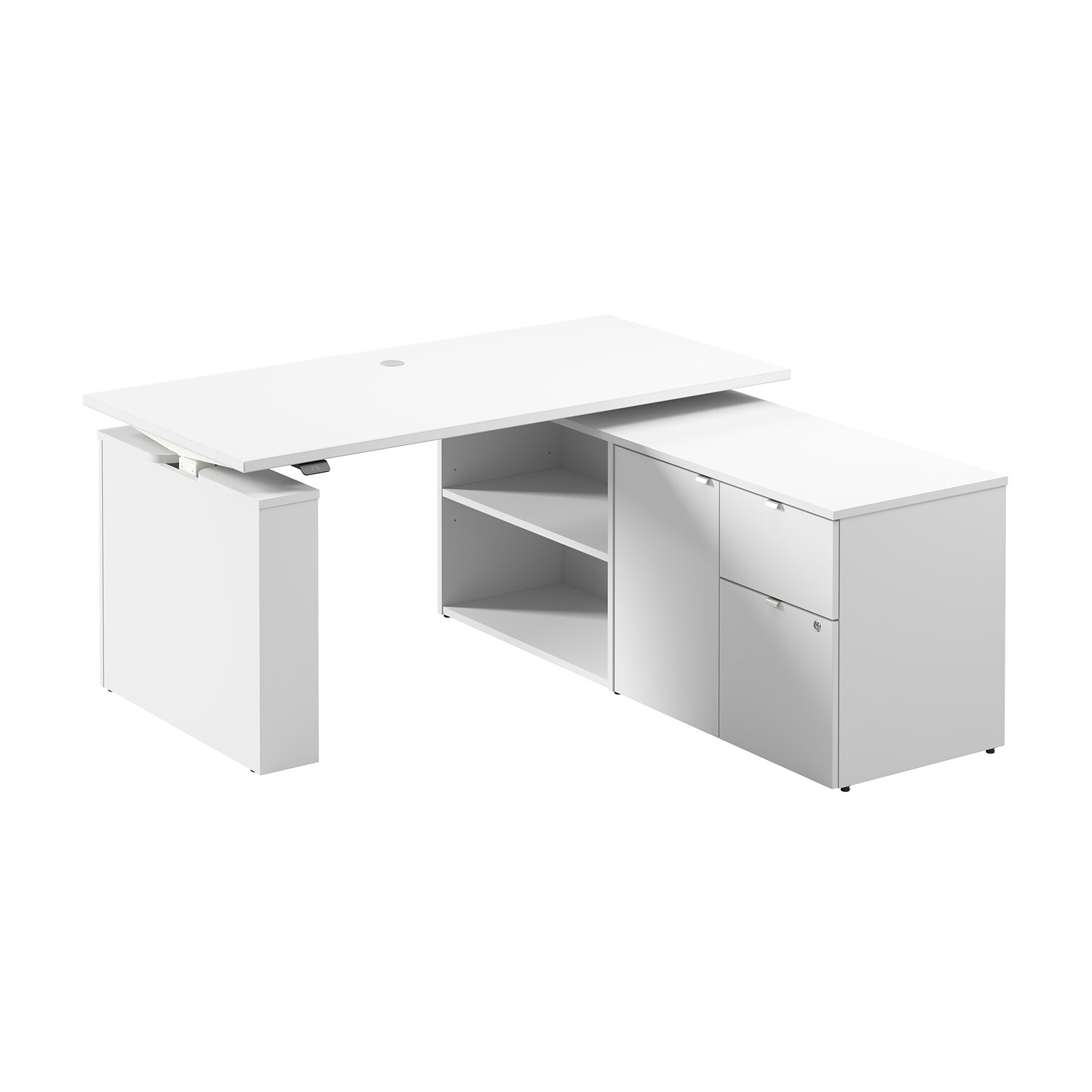 Bush Business Furniture Stratus 60W Electric Adjustable Standing Desk with Storage, White (SUT019WH)