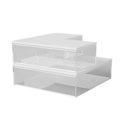 Martha Stewart Brody Plastic Storage Organizer Bin with White Engineered Wood Lid, Clear, 3/Set (BEP