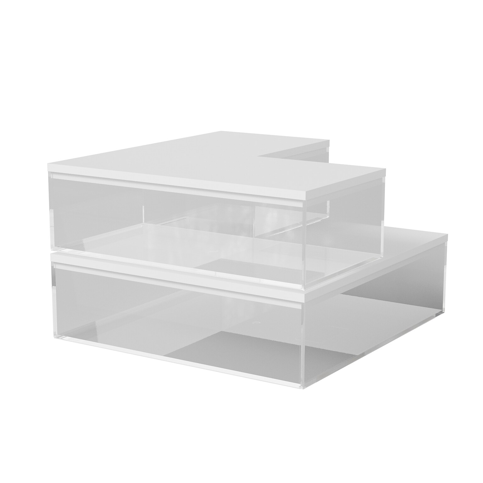 Martha Stewart Brody Plastic Storage Organizer Bin with White Engineered Wood Lid, Clear, 3/Set (BEPB3317WD3CLWH)