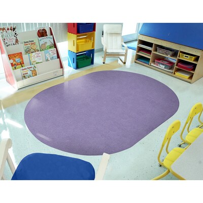 Joy Carpets Just Kidding Polyester 6' x 9' Oval Machine Tufted Rug, Violet (623QQ-04)