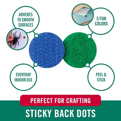 Velcro® Crafting Sticky Back Adhesive Hook and Loop Dots Fastener, 0.625", Multicolored, 140/Pack (VEL-40063-USA)