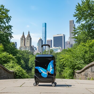 InUSA 20" Hardside Butterfly Carry-On Suitcase, 4-Wheeled Spinner, TSA Checkpoint Friendly, Black Butterfly (IUAPC00S-BBU)