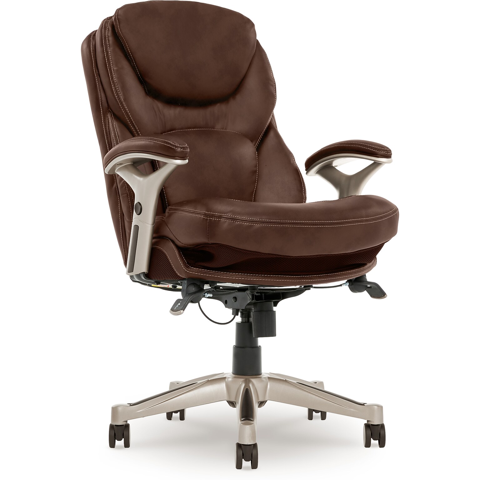 Serta Works Ergonomic Faux Leather Swivel Executive Chair with Back in Motion Technology, Chestnut (44186B)