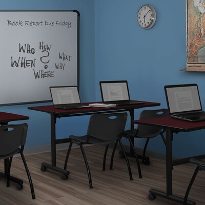 Regency Kobe 60 Flip Top Mobile Training Table- Mahogany & 2 M Stack Chairs- Black