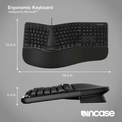 Incase Designed by Microsoft Wired Ergonomic Keyboard, Black (LXM-00001)