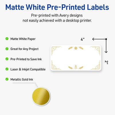 Avery Rectangle Multipurpose Labels, 2 x 4, White, 100/Pack (19479370629)