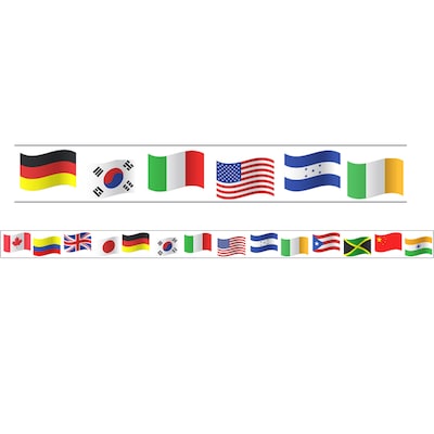 Charles Leonard Magnetic Straight Border, 1.5 x 24, World Flags Theme, 12/Pack (CHL28108)