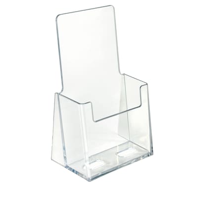 Azar Displays Trifold Brochure Holder, 4.125W x 7.25H, Clear, 50/Pack (252012-50PK)