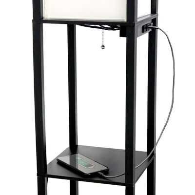 Creekwood Home Classix 62.5" Floor Lamp with Rectangular Shade, Black (CWF-3009-BK)