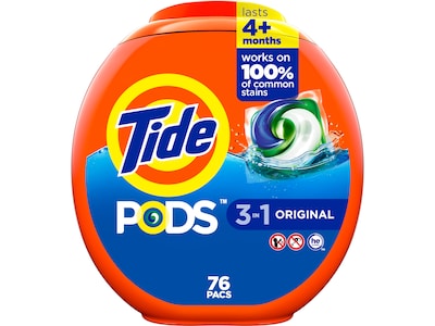 Tide PODS HE Laundry Detergent Capsules, Coldwater Clean Original, 66 Oz., 76/Pack, 4 Packs/Carton (