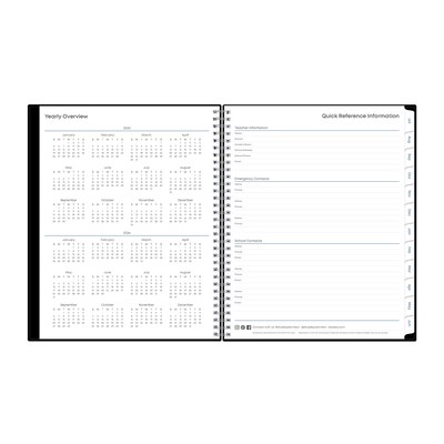 2025-2026 Blue Sky 8.5" x 11" Academic Year Weekly & Monthly Planner, Plastic Cover, Solid Black (134433-A26)