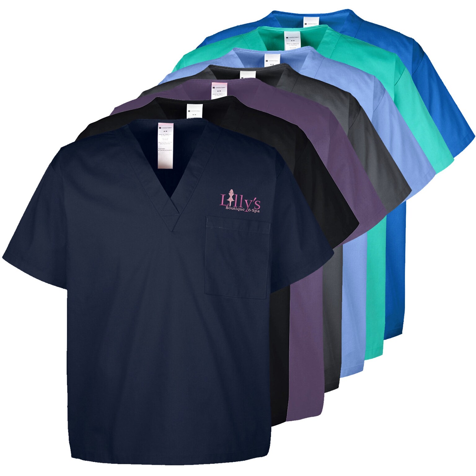 HARRITON ADULT RESTORE SCRUB TOP EMBROIDERED