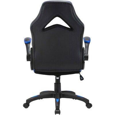 Lorell Vinyl Ergonomic Racing Gaming Chair, Black/Blue/Gray (LLR84395)