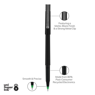 uni-ball Roller Pen, Micro Point, 0.5mm, Green Ink, Dozen (60154)