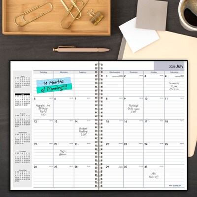 2026-2027 AT-A-GLANCE DayMinder 8" x 12" Academic Monthly Planner, Faux Leather Cover, Black (AY2-00-27)