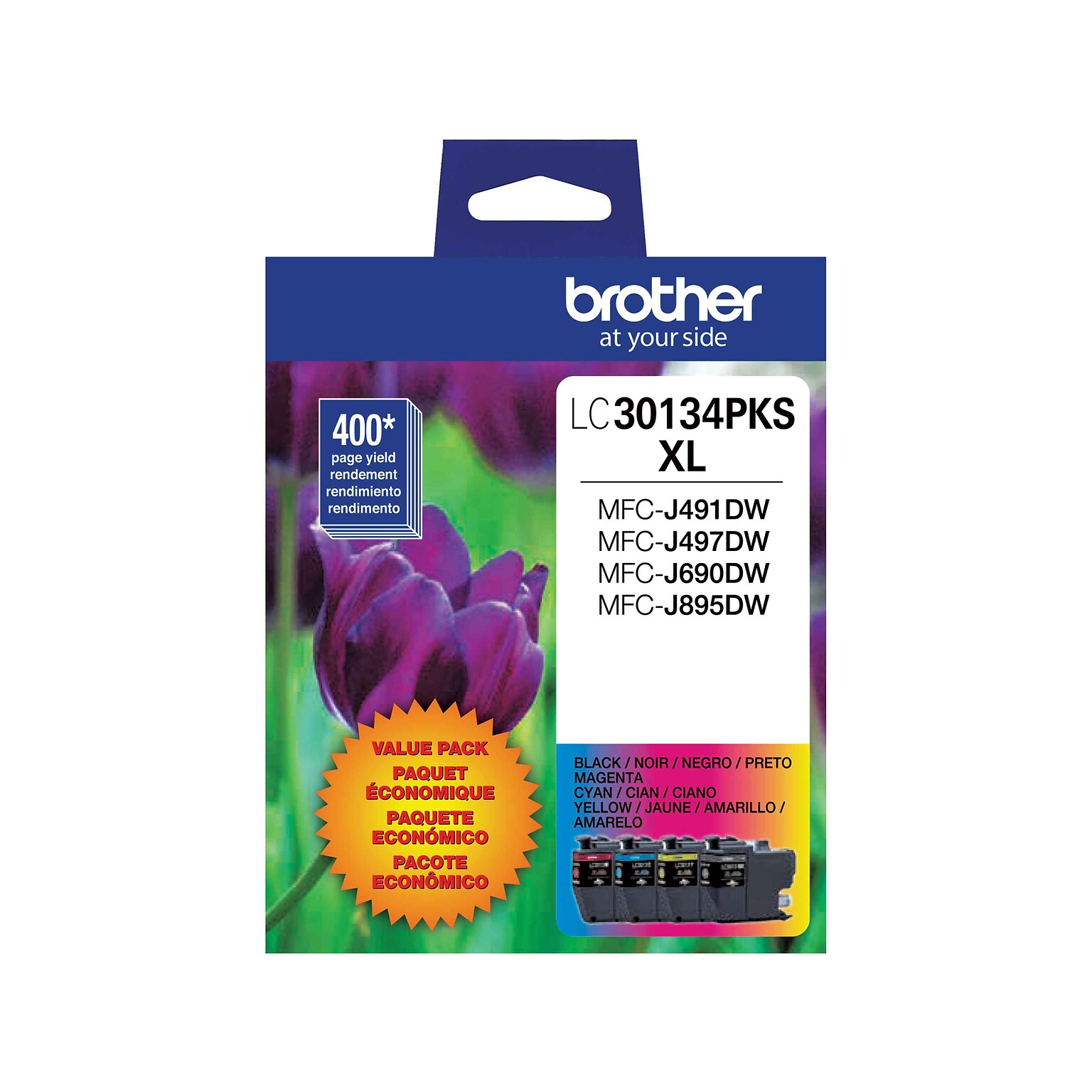 Brother LC30134PKS XL Black/Cyan/Magenta/Yellow High Yield Ink Cartridges, 4/Pack