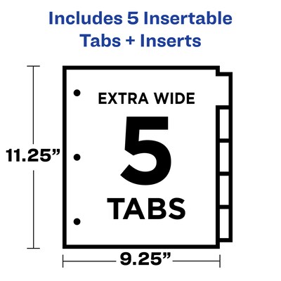 Avery Big Tab Corner Lock Insertable Plastic Dividers with 3 Pockets, 5 Tabs, Multicolor (11273)