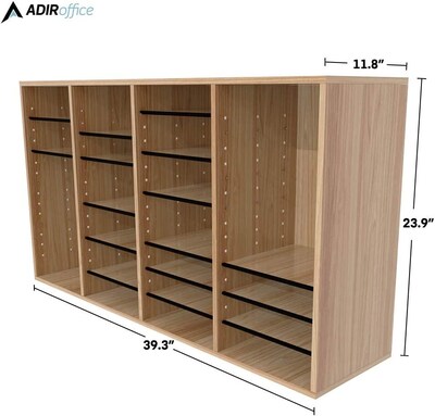 AdirOffice 500 Series 36-Compartment Literature Organizers, 39.3" x 11.8", Medium Oak, 2/Pack (500-36-MEO-2PK)
