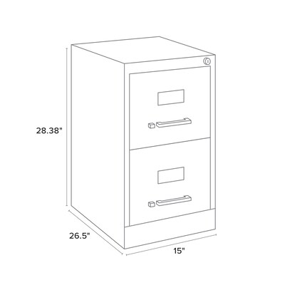 Alera Two-Drawer Economy Vertical File, Letter-Size File Drawers, 15" x 26.5" x 28.37", Light Gray (ALEHVF152629LG)