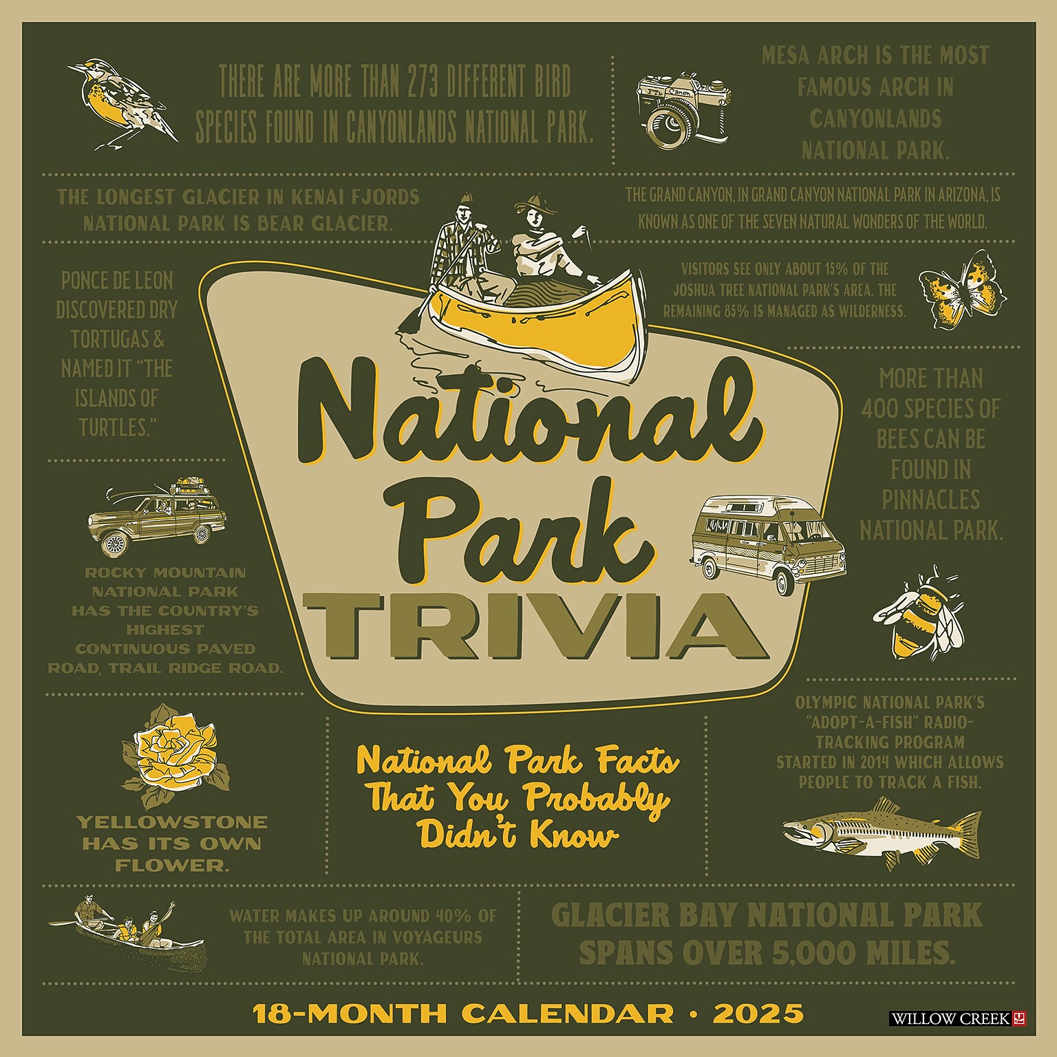 2025 Willow Creek National Park Trivia 12 x 12 Monthly Wall Calendar (47224)