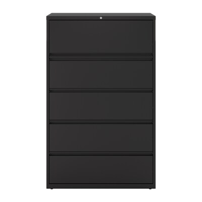 Quill Brand® HL8000 Commercial 5 File Drawers Lateral File Cabinet, Locking, Black, Letter/Legal, 42W (21748D)