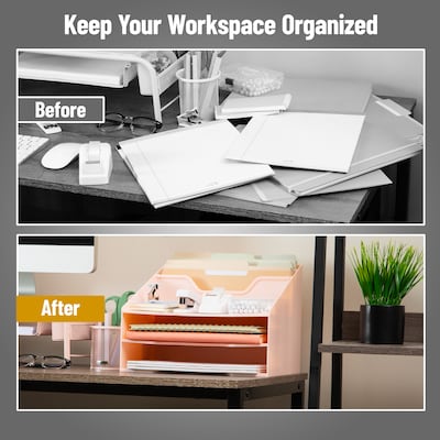 Mind Reader 5-Compartment Plastic Desk Tray, Pink (ANCHBOX5-PNK)