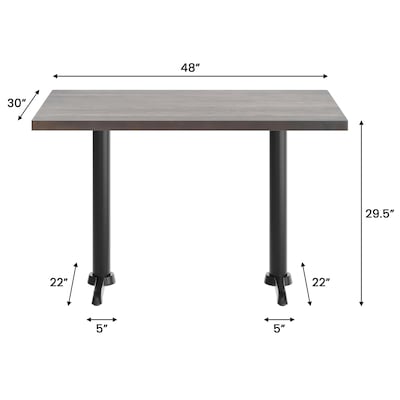Flash Furniture Bennett Wooden Commercial Indoor Table, 48" x 30", Dark Brown Top/Black Base, (GSF3048DBT0522)