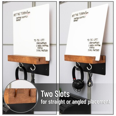 Mind Reader Glass Dry Erase Board with Wood Holder and Hook Whiteboard Message Center, White (LIFTBOARD-WHT)