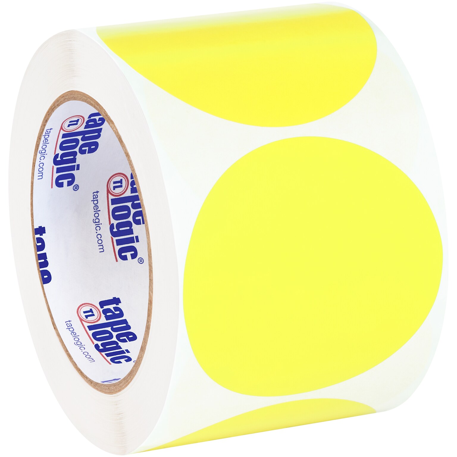 Tape Logic Inventory Circle Labels, 3, Fluorescent Yellow, 500/Roll (DL614L)