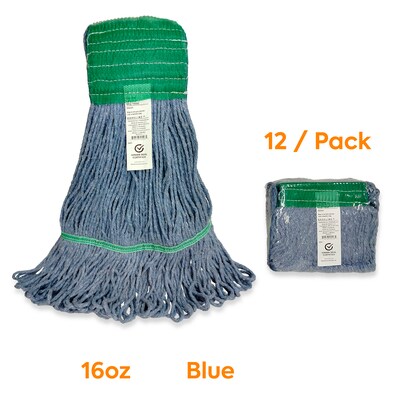Baseline Blend Twist Mop Head, 16 oz., Blue, 12/Carton (CLM-303MWB-CT)