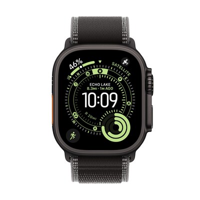 Apple Watch Ultra 3 GPS + Cellular Smartwatch, 49mm, Black Titanium Case, Black/Charcoal Trail Loop, Medium/Large (MF1H4LW/A)