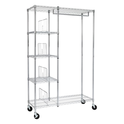 Honey-Can-Do Rolling Closet with Garment Bar and Shelves, 18W, Chrome (SHF-01567)