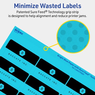 Avery Printable Rectangle Multipurpose Labels, 1-1/4" x 2-3/8", Bright Blue, 360/Pack (94227)