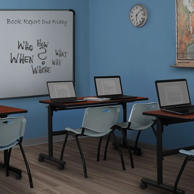Regency Kobe 48 Flip Top Mobile Training Table- Cherry & 2 M Stack Chairs- Grey