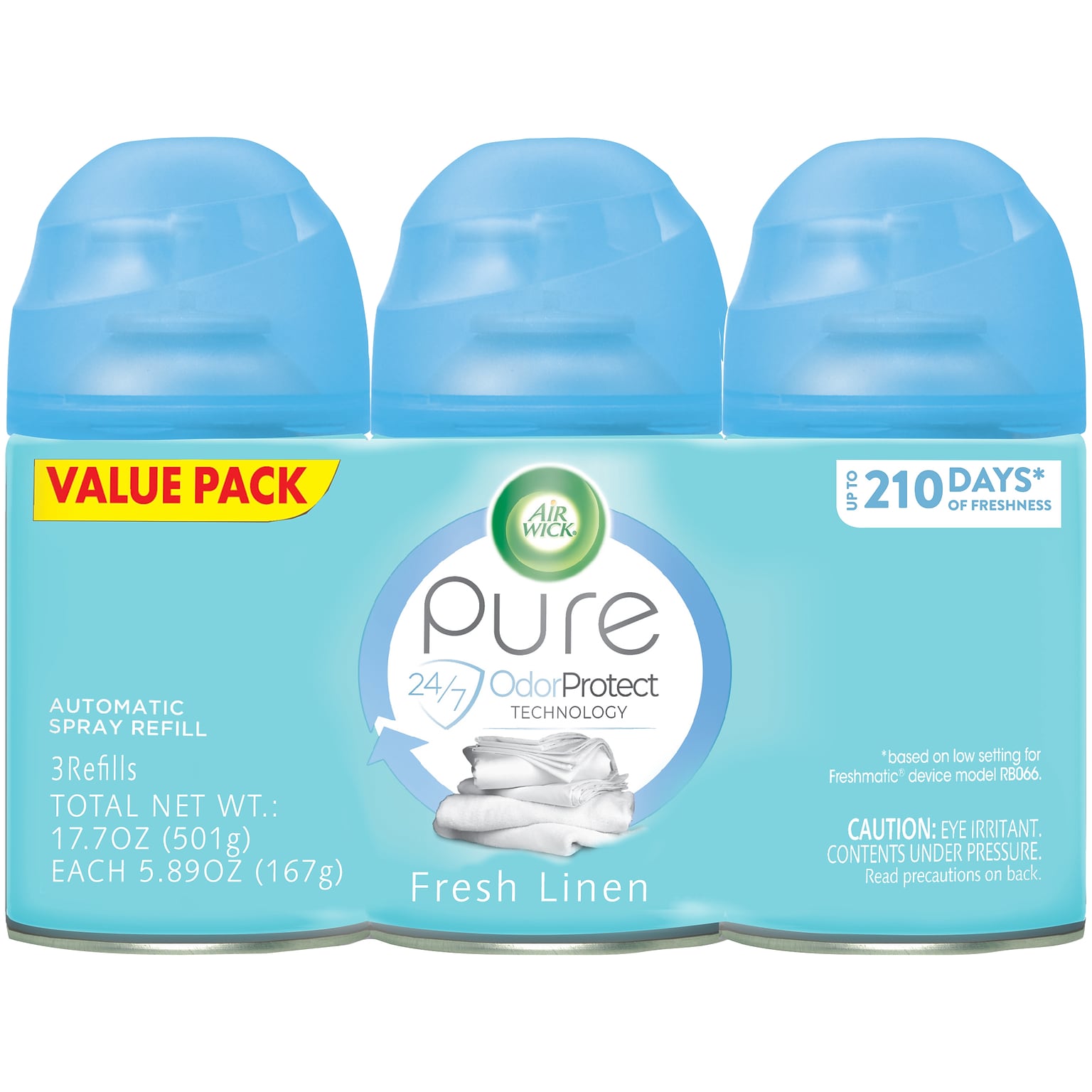 Air Wick Pure Freshmatic Ultra Air Freshener Spray Triple Refill, Fresh Linen Scent, 5.89 Oz., 3/Pack (02404)