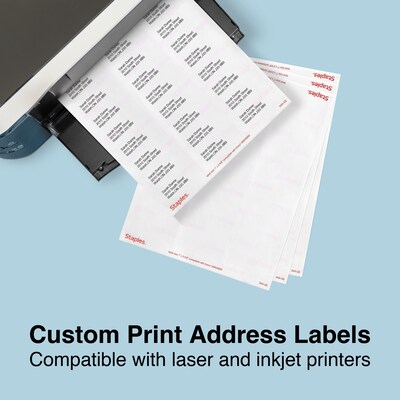 Staples® Laser/Inkjet Address Labels Address Labels, 1 X 2 5/8", Clear, 30 Labels/Sheet, 25 Sheets/Pack, 750/Box (ST18088-CC)