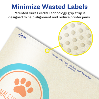 Avery Pearlized Ivory Circle Multipurpose Labels, 3.5" Dia., Ivory, 200/Box (94514)