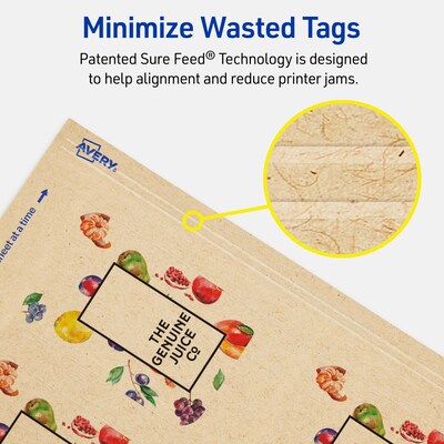Avery 2" x 3-1/2"  Blank Price & Merchandise Tags, Kraft Brown, 200/Carton (95323-KMT25)