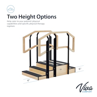 Viva Comfort Physical Therapy Non-slip Staircase with Safety Handles, 500 lbs. Capacity, Natural Wood (ADI906-01-MK)