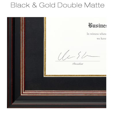 Excello Global Products 8.5" x 11" Composite Wood Photo Document Frame, Black/Gold/Red (EGP-HD-0306)
