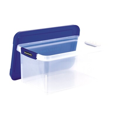 Bankers Box Heavy-Duty Latch Lid Plastic File Box, Letter Size, Blue/Clear, Each (86101)