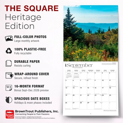 2027 BrownTrout Massachusetts Wild & Scenic 12" x 12" Monthly Wall Calendar (9798330714360)