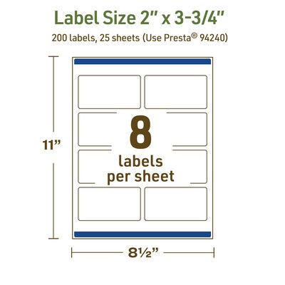 Avery Dissolvable Rectangle Multipurpose Labels, 2" x 3.75", Off-white, 200/Pack (94240)