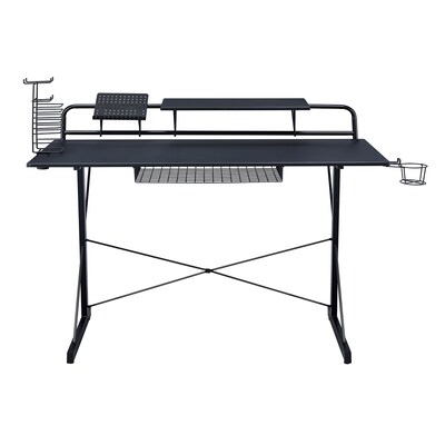Techni Sport Carbon Computer Gaming Desk with Shelving, Black (RTA-TS200-BK)