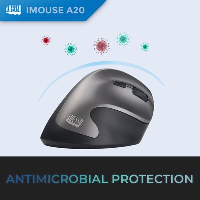 Adesso iMouse A20 Wireless Ergonomic Vertical Optical Mouse, Black