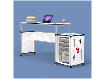 Luxor 32"-38"H Adjustable Standing Modular Teacher Desk, White/Gray (DTTB002)