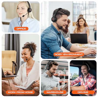 Delton 50X Pro Wireless Noise Canceling Bluetooth Mono Phone & Computer On Ear Headset, Black (DBTHEAD50X)